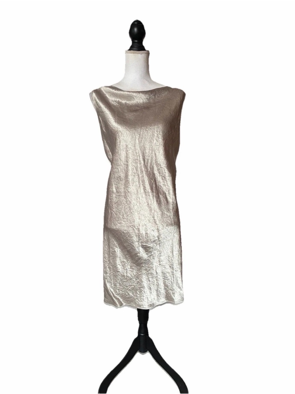 BR Metallic Silver Sheath Dress
